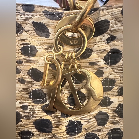 Christian Dior (vintage) Leopard Small Lady Dior 2-way Handbag Rattan Handles - Picture 2 of 11